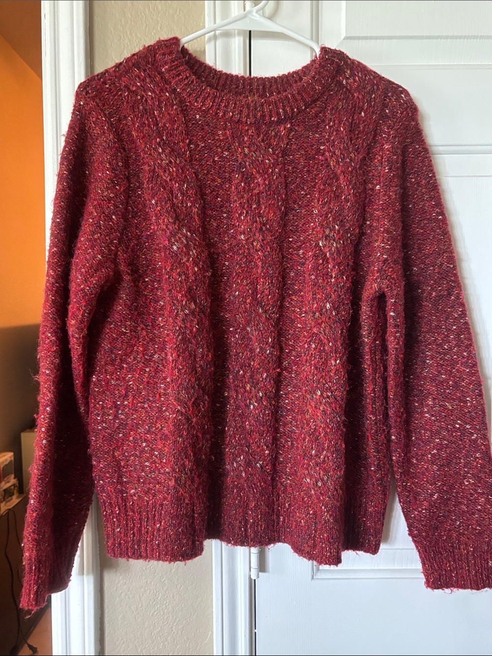 a new day Red Speckled Knit Crewneck Sweater